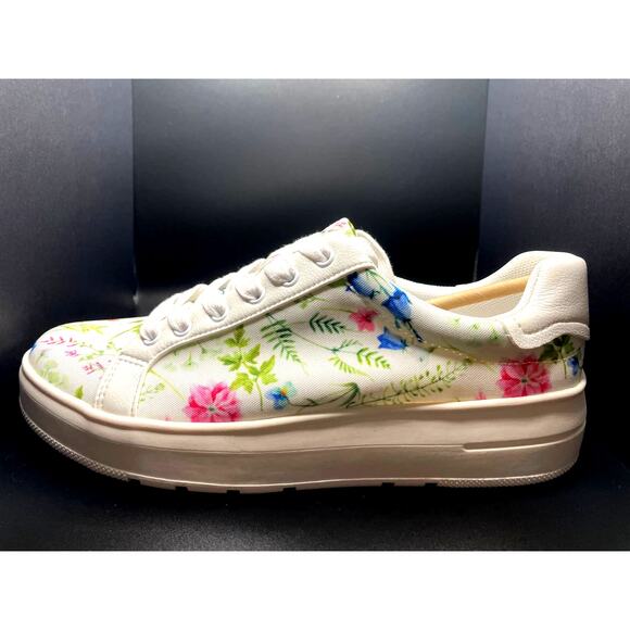 BARETRAPS SIZE 8M FLORAL WHITE SNEAKERS.  REBOUND TECHNOLOGY - Picture 4 of 6